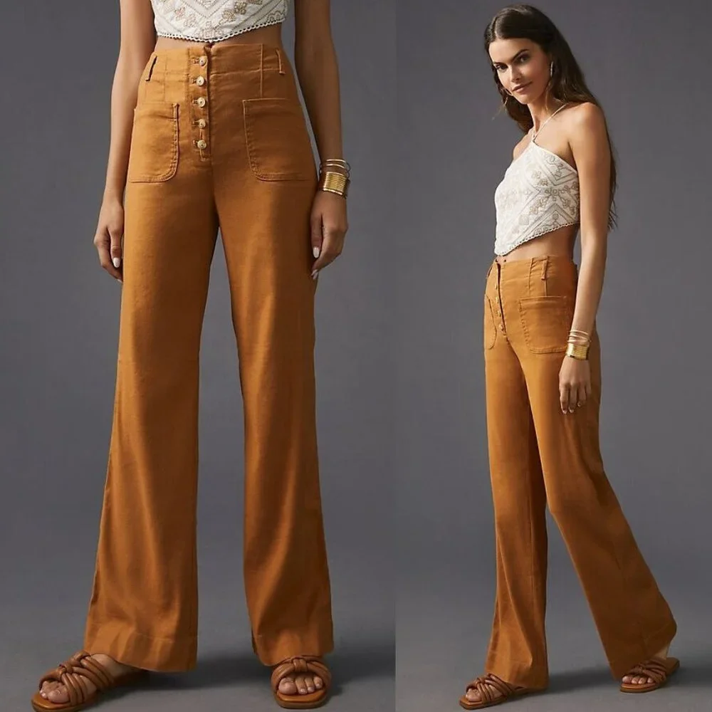 Anthropologie Maeve Relaxed Wide-Leg Trousers